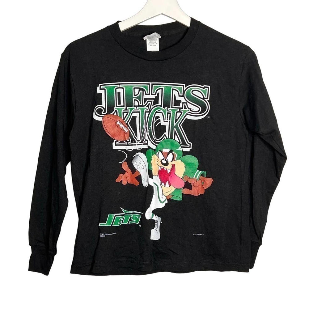 CSA 1996 Long Sleeve Crew Neck Taz Jets Graphic T-Shirt Top Black Boy's 12 / 32